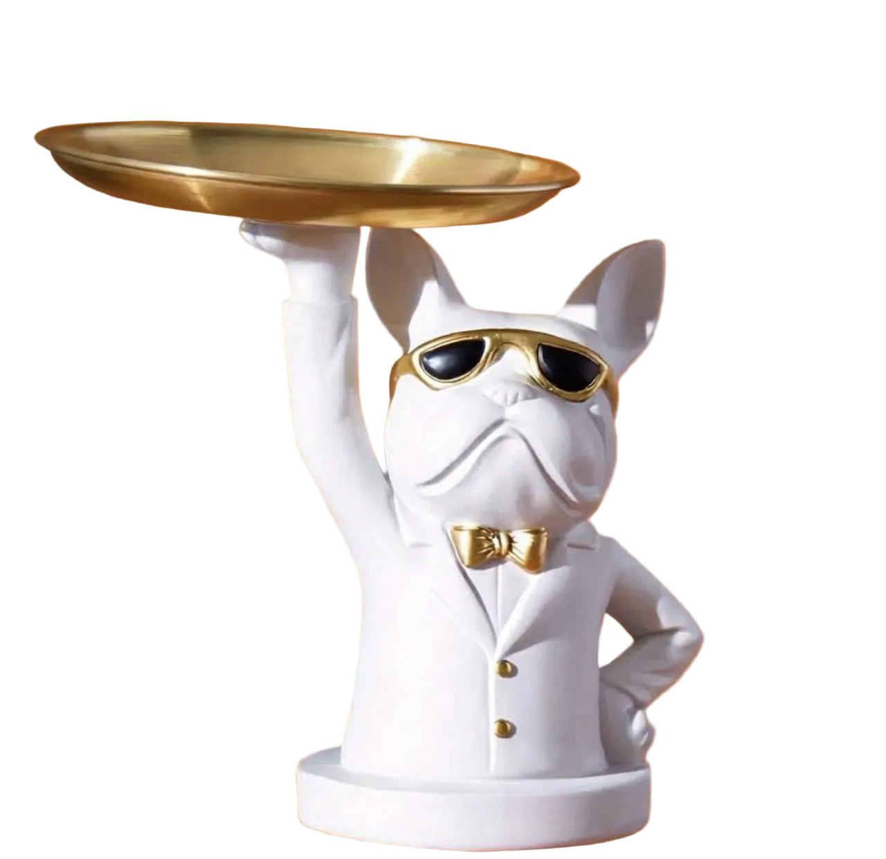 Bulldog with Raised Arm White