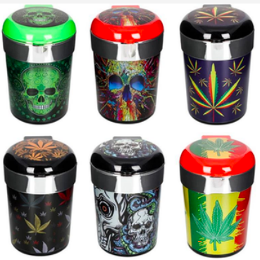 Butt Bucket with Lid - Leaf & Skull