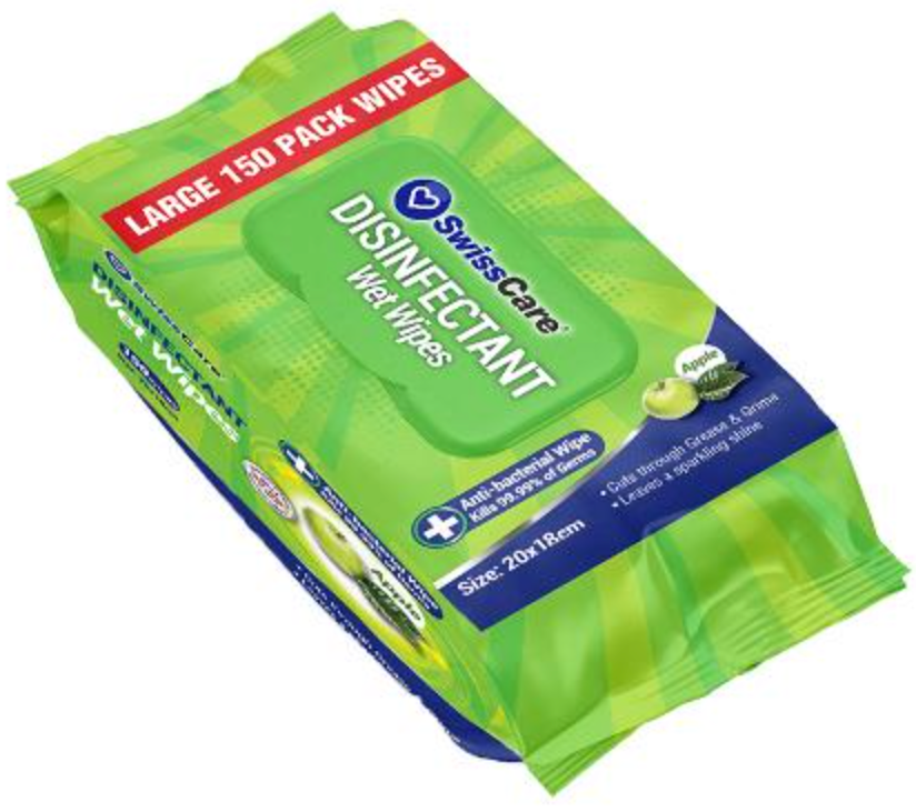 SwissCare Anti-Bacterial Wipes - Apple Fragrance 150pk