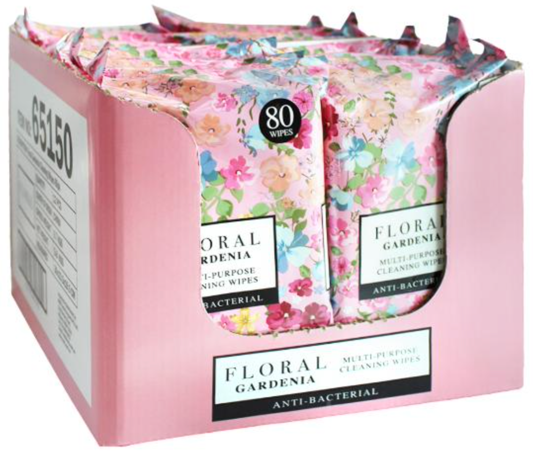 Floral Anti-Bacterial Multi Purpose Cleaning Wipes - Gardenia 80pk