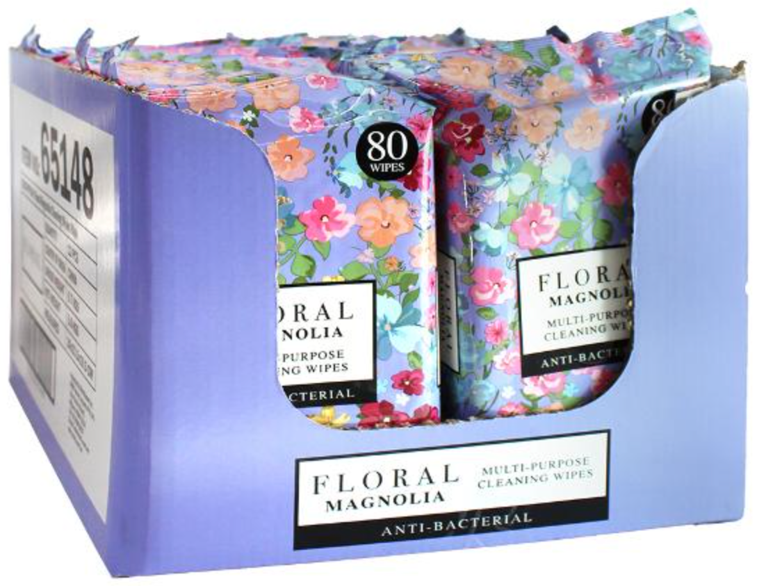 Floral Anti-Bacterial Multi Purpose Cleaning Wipes - Magnolia 80pk