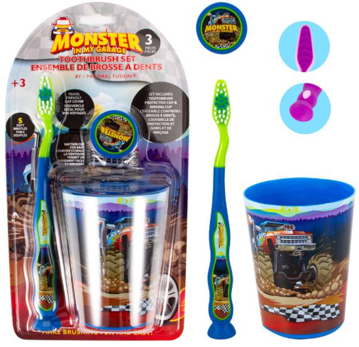 Oral Fusion Kids Toothbrush Set - Monster Truck