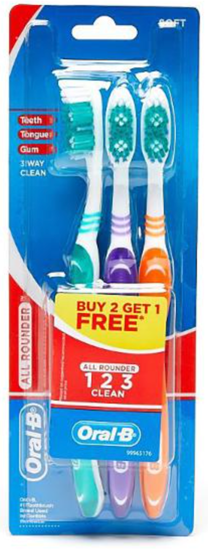 Oral B All Rounder Toothbrush Soft 3pk