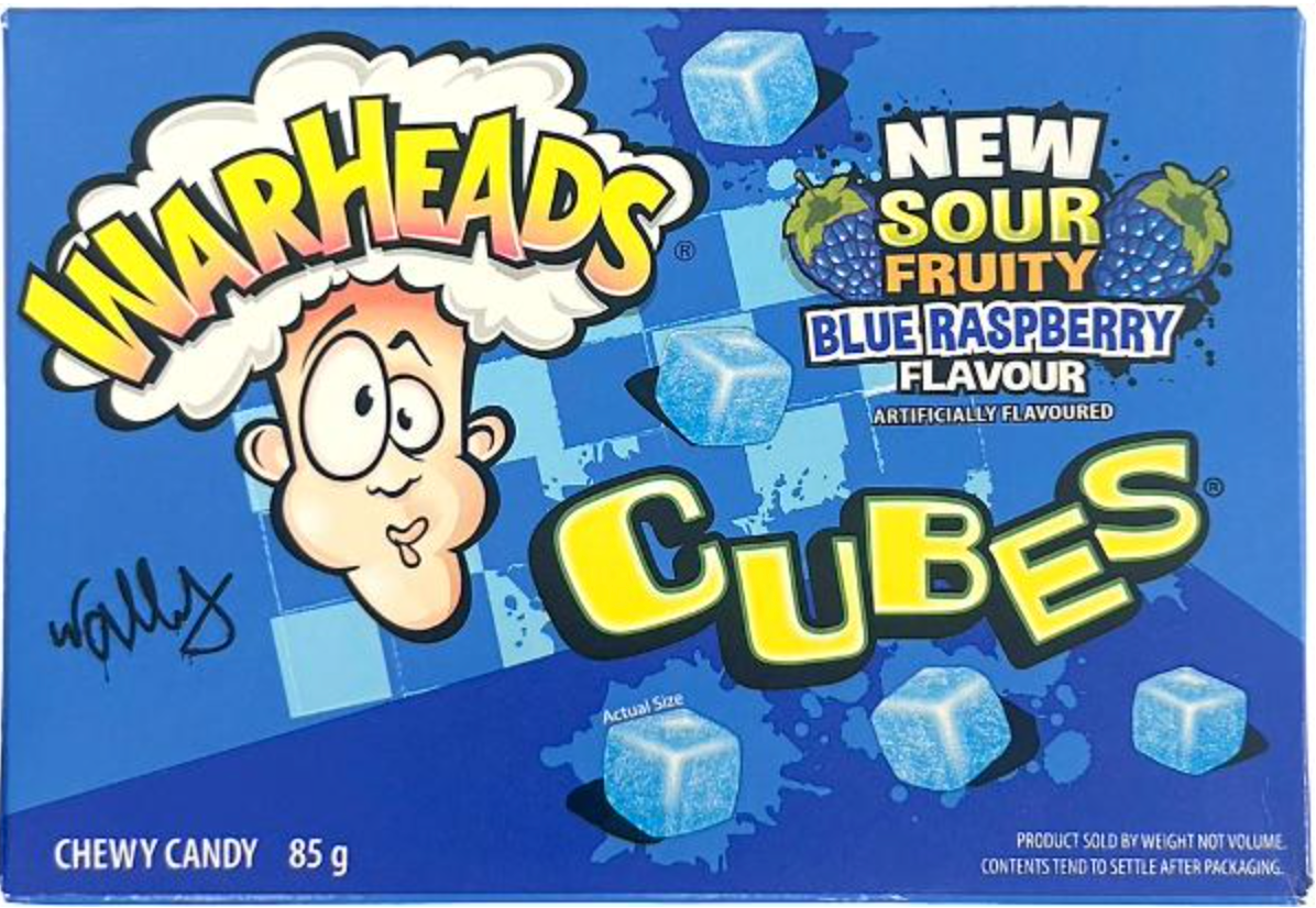 Warheads Blue Raspberry Cubes 85g