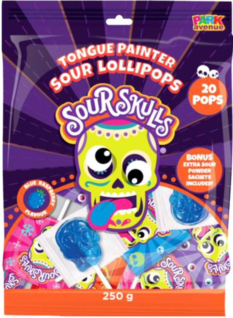 Sour Skulls Tongue Painter Lollipops 20pk 250g