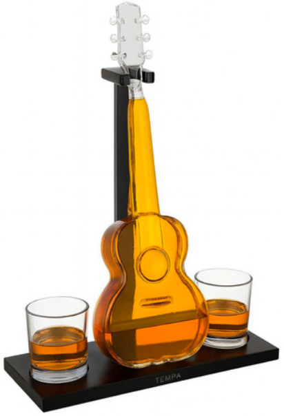 Guitar Pour Spout Decanter 2 x Glasses