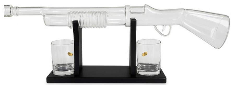 Shotgun Decanter Glass Lid 2 x Shot Glasses