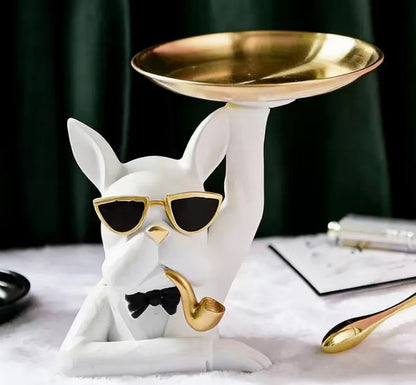 Bulldog with Pipe White