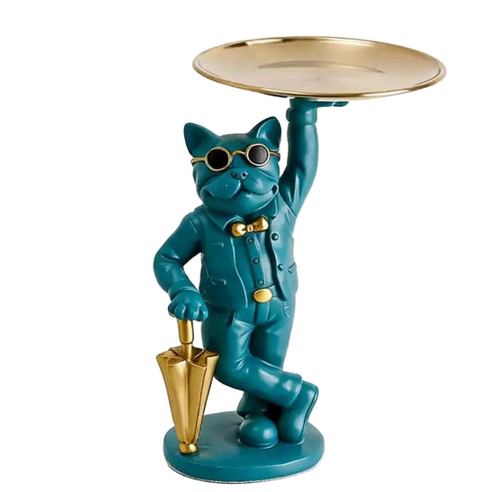 Bulldog with Umbrella Blue