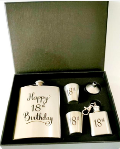 Happy 18th Flask Set
