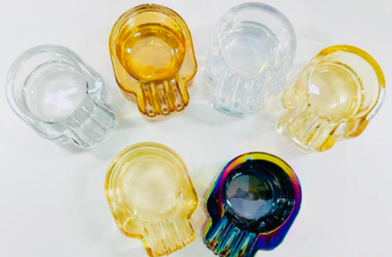 Glass Ashtray - Coloured Skull