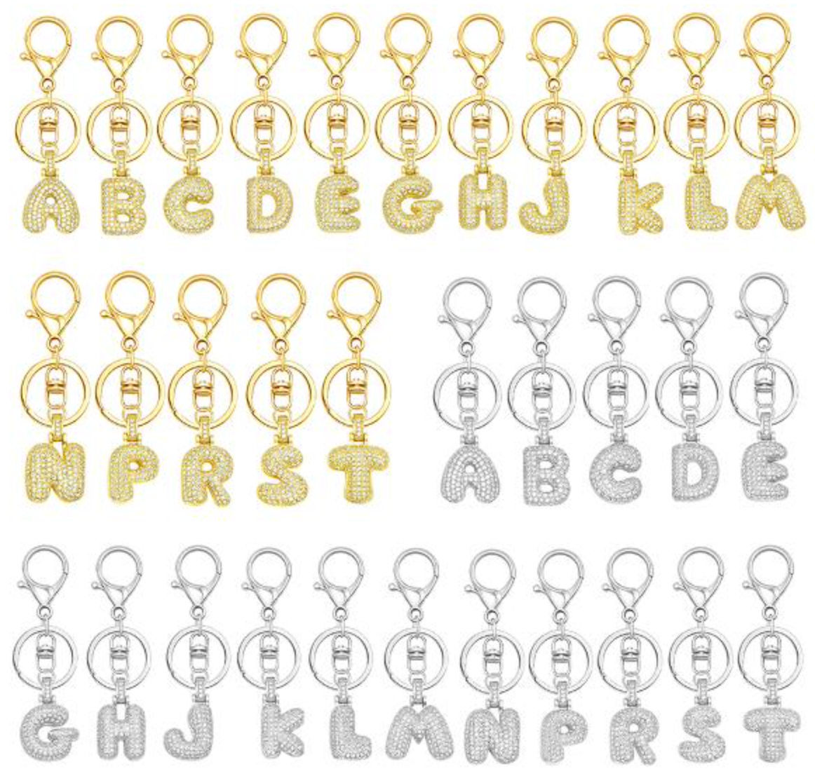 Rhinestone Pendant Crystal Alphabet Keychain