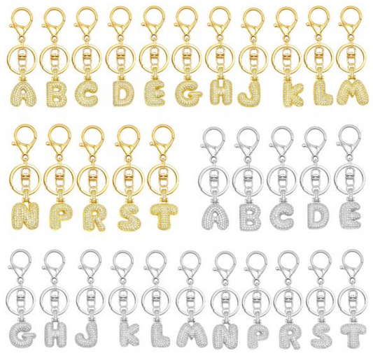 Rhinestone Pendant Crystal Alphabet Keychain
