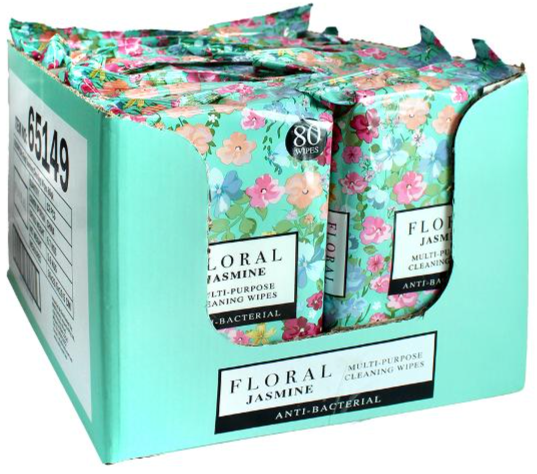 Floral Anti-Bacterial Multi Purpose Cleaning Wipes - Jasmine 80pk