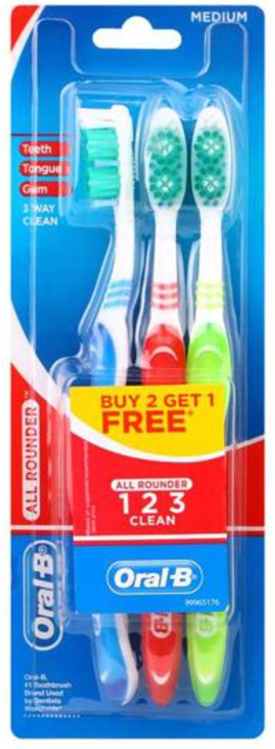 Oral B All Rounder Toothbrush Medium 3pk
