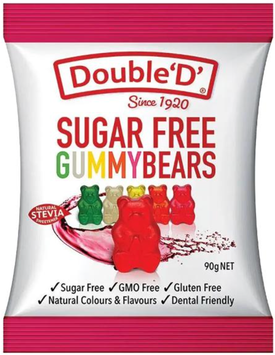 Double 'D' Sugar Free Gummy Bears 90g