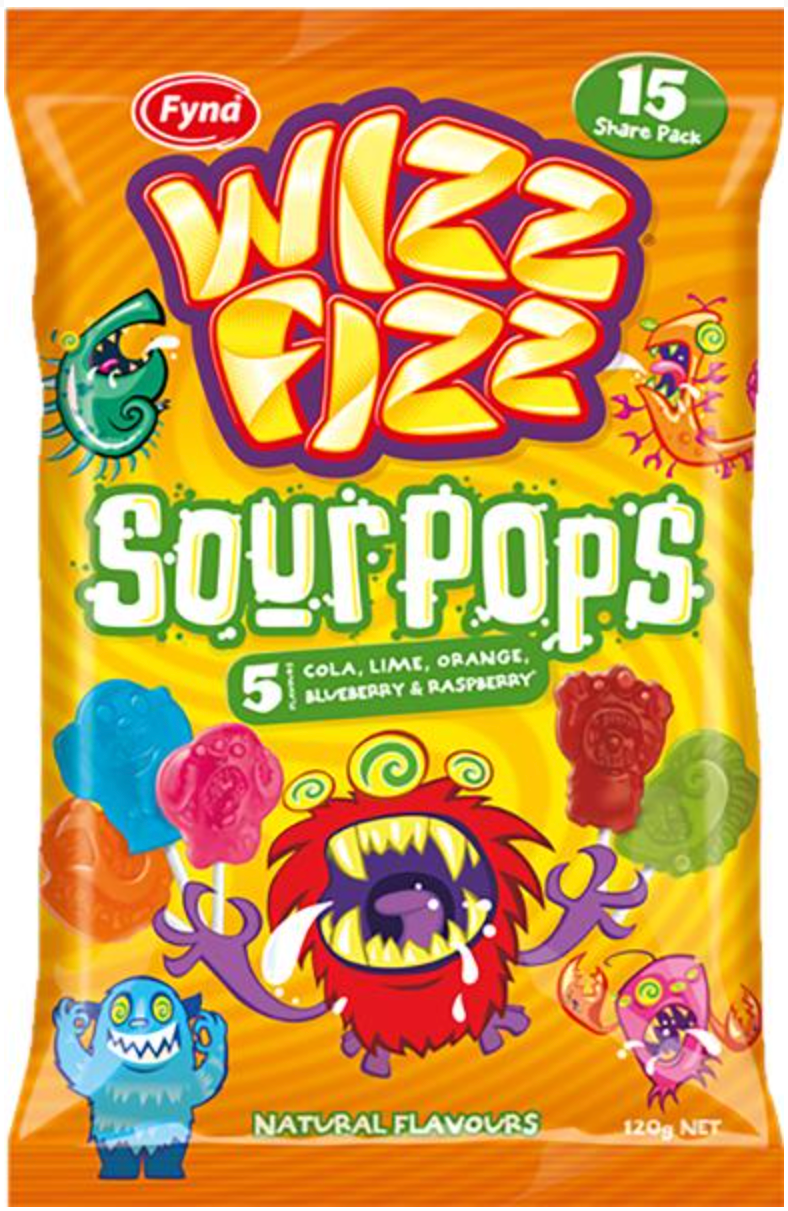 Wizz Fizz Sour Pops 15pk 120g
