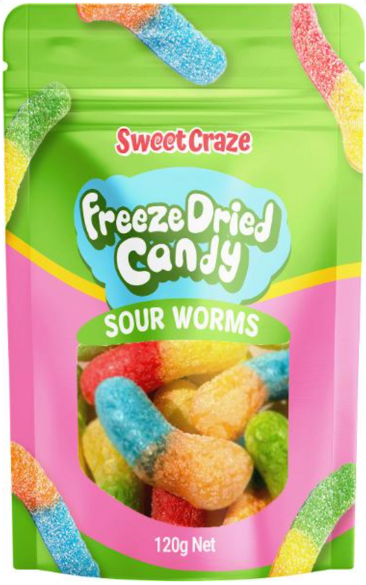 Freeze Dried Candy Sour Worms 120g