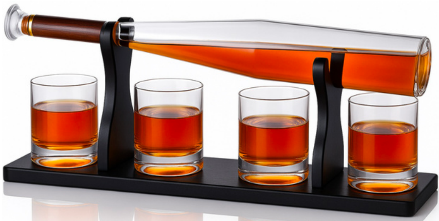 Base Ball Glass Lid Decanter 4 x Glasses