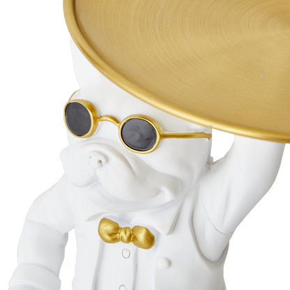 Bulldog with Umbrella White