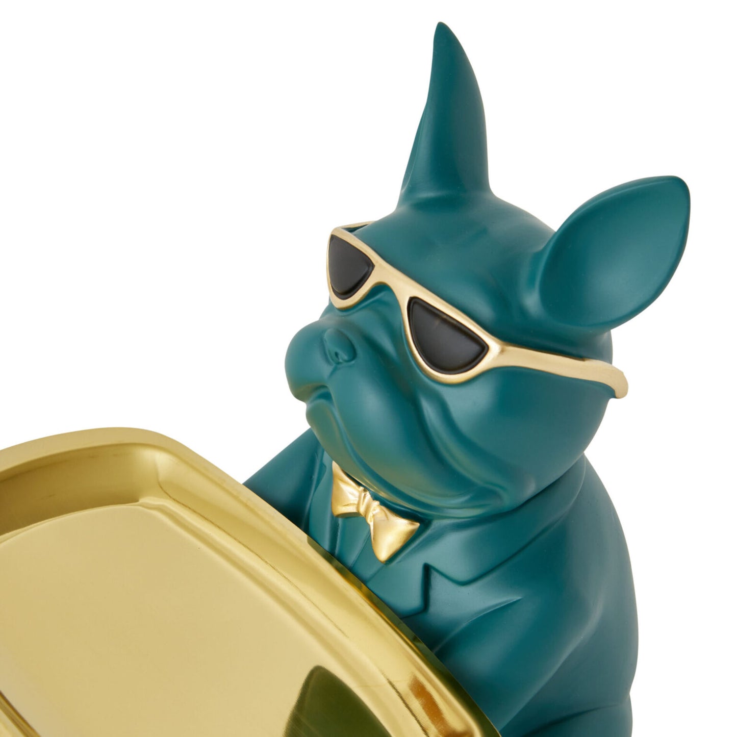 Bulldog Sitting with Tray Blue